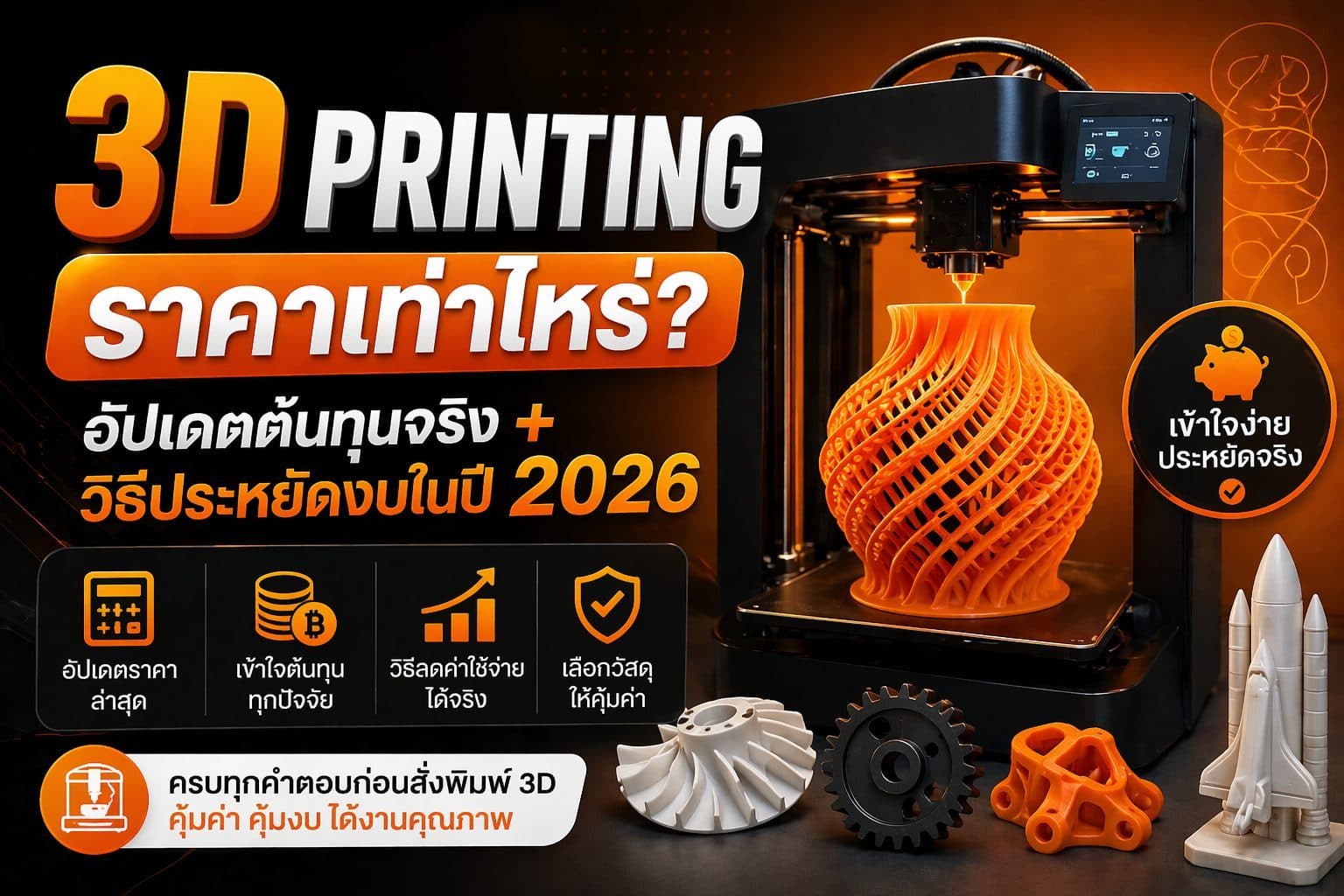 3D Printing ราคาเท่าไหร่? อัปเดตต้นทุนจริง + วิธีประหยัดงบในปี 2026